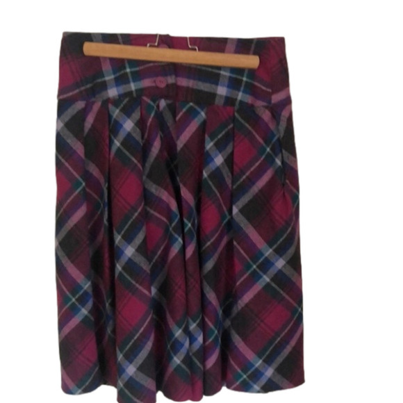 Vintage Pleated Wool Blend Plaid Skirt Medium - Picture 5 of 5